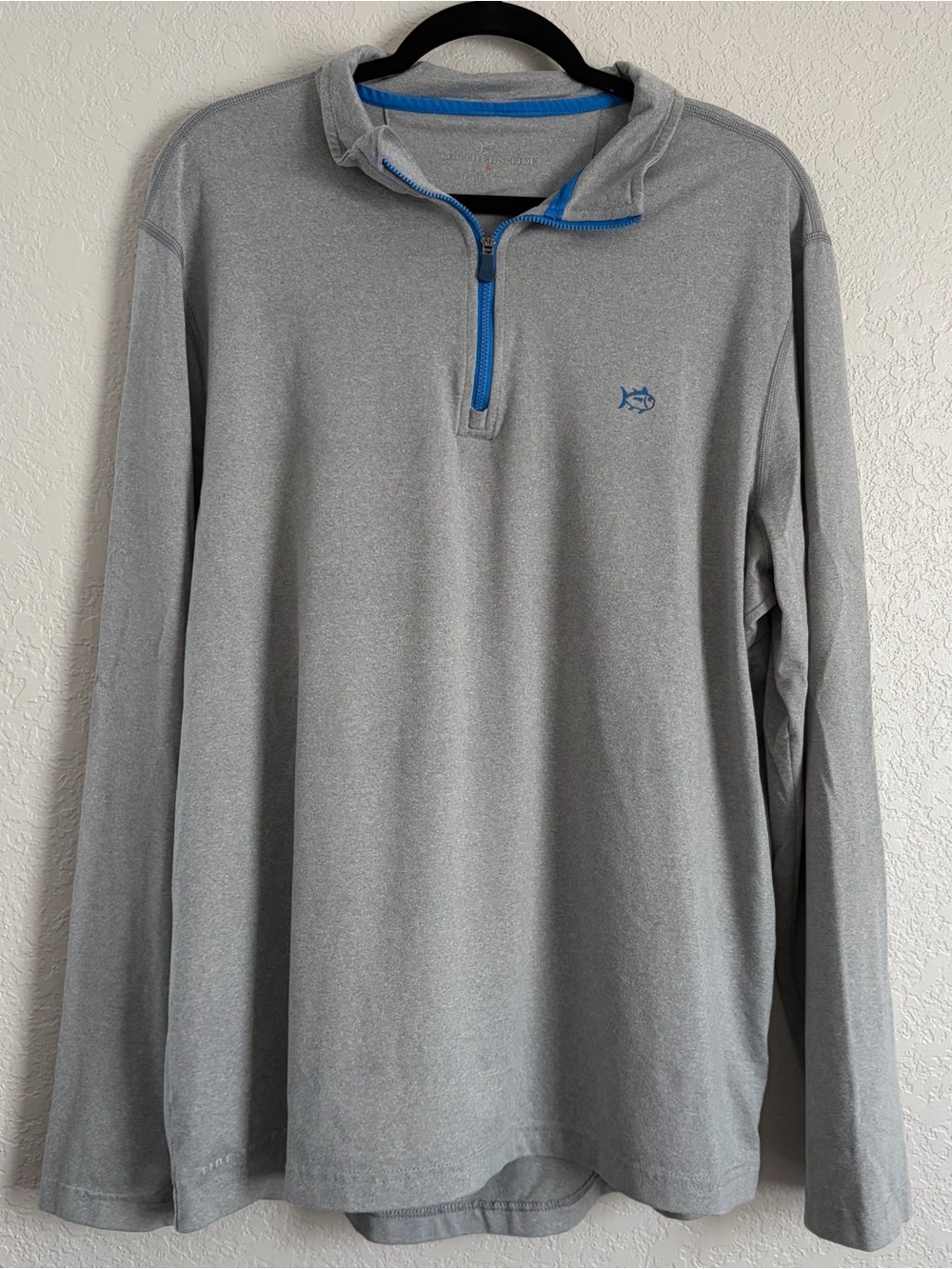 Southern Tide T3 Men's SZ Large Heathered Gray Contrast 1/4 Zip Pullover Shirt